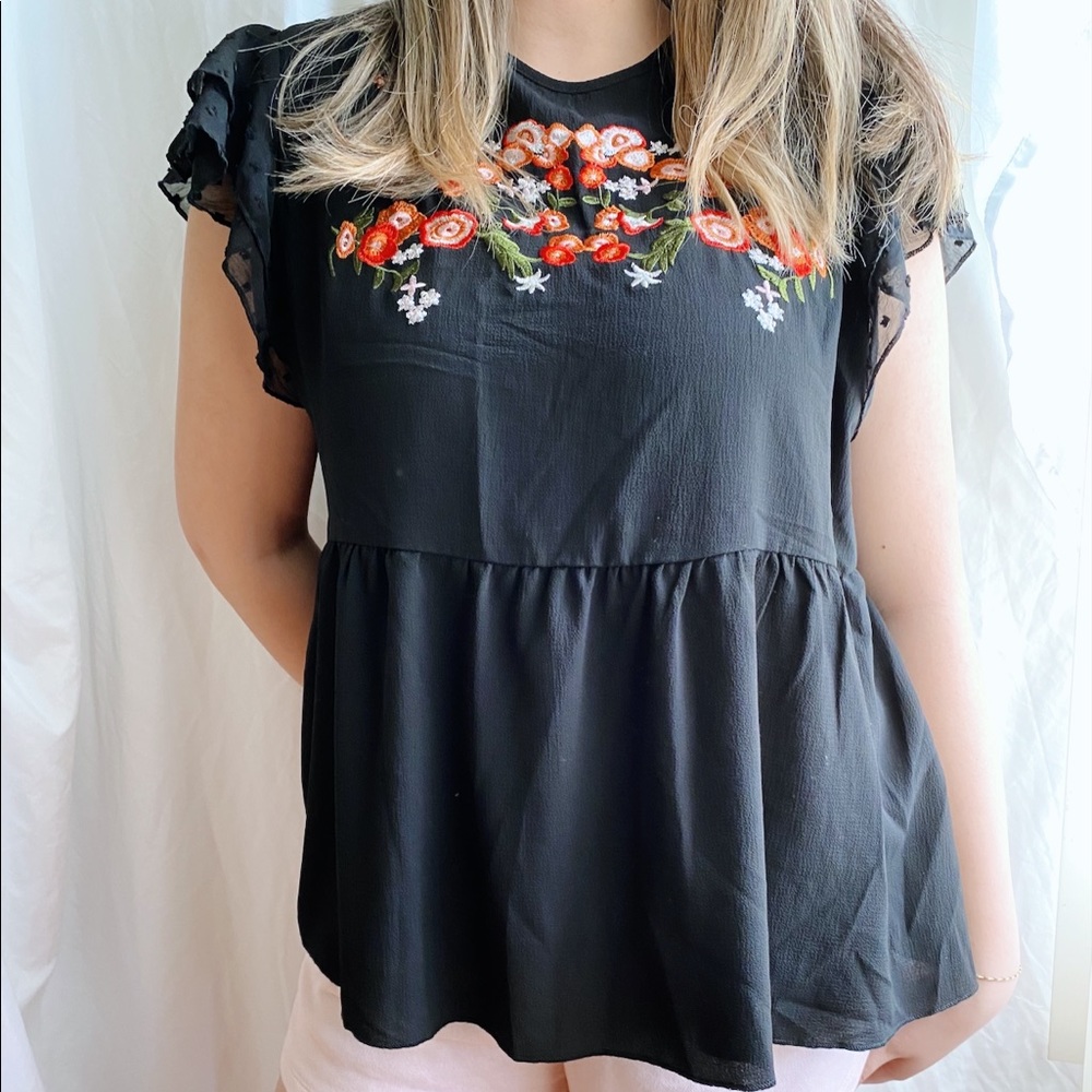Embroidered Floral Top